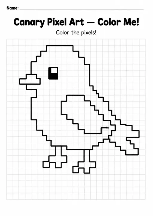 Canary Pixel Art Coloring Page
