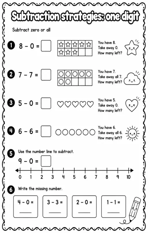Subtract zero or all