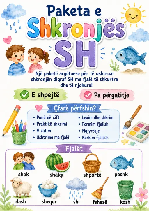 Albanian Letter Sh Phonics Worksheets Pack