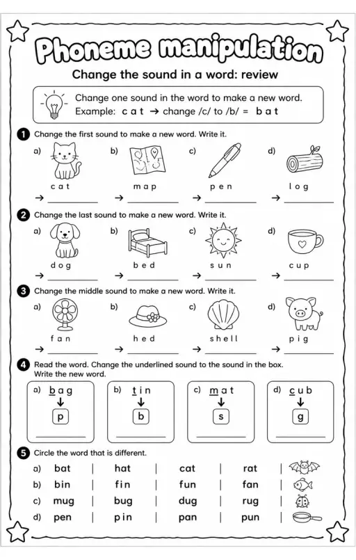 Change the sound in a word: review