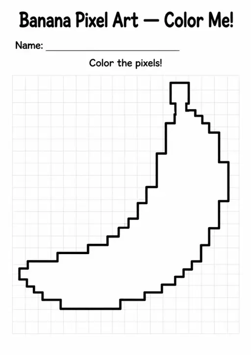 Banana Pixel Art Coloring Page