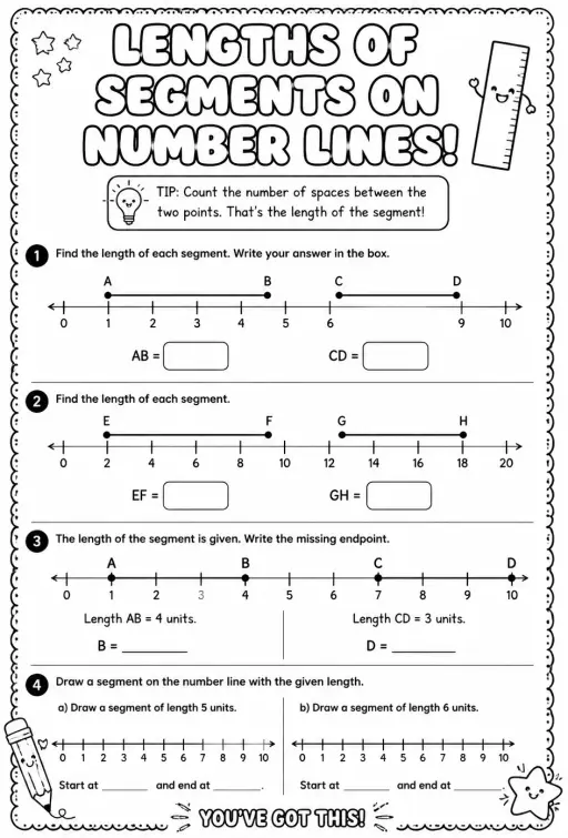 Lengths of segments on number lines