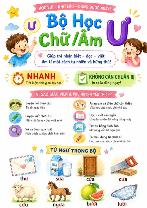 Vietnamese Letter U Horn Phonics Worksheets Pack preview