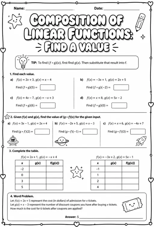 Composition of linear functions: find a value