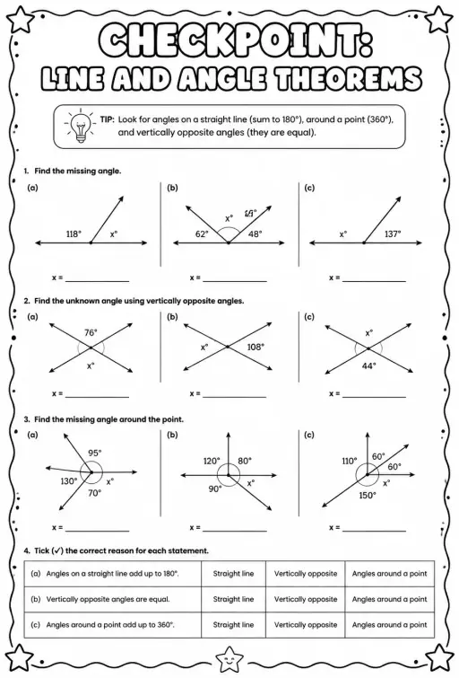 Checkpoint: Line and angle theorems