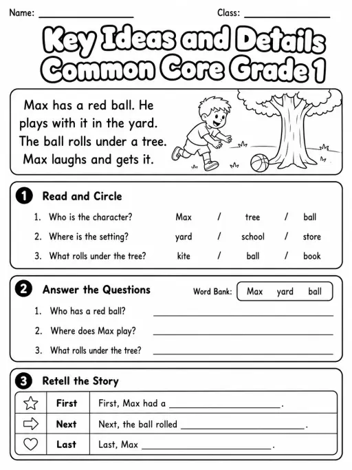 Key Ideas and Details Common Core Grade 1