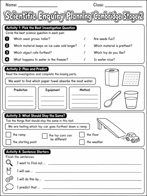 Scientific Enquiry Planning Cambridge Stage 2
