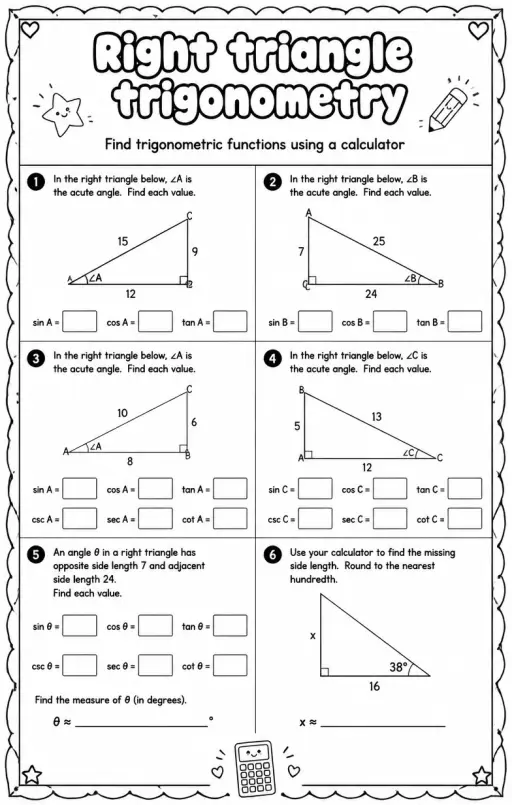 Find trigonometric functions using a calculator