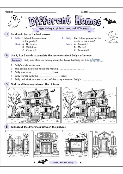 Cambridge MOVERS - Different Homes - Practice 2 | Free Worksheet