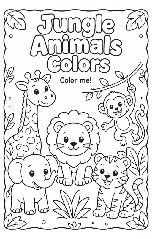 Jungle Animals Colors Coloring Page
