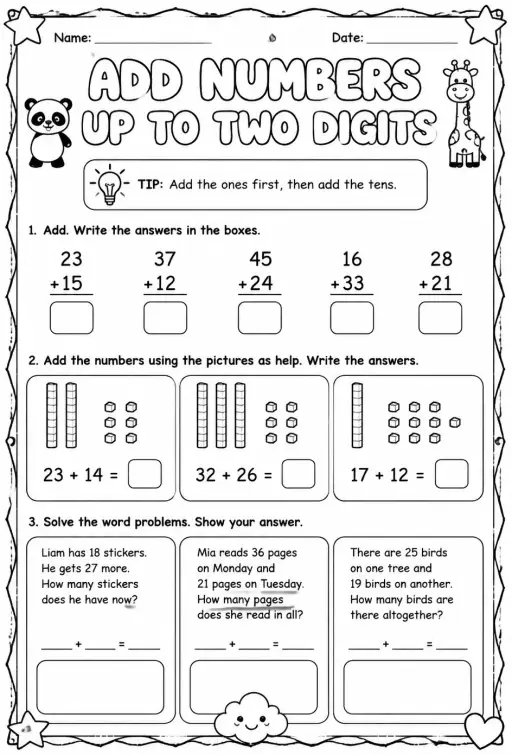 Add numbers up to two digits