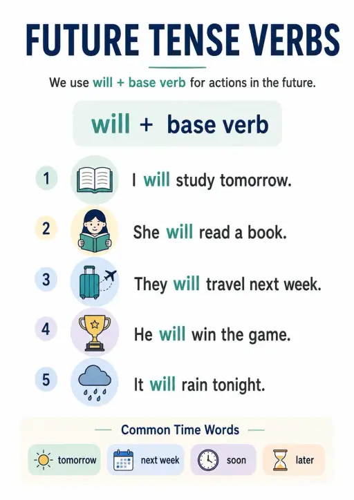 Future Tense Verbs Infographic