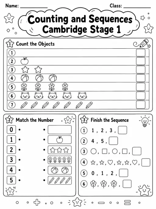 Counting and Sequences Cambridge Stage 1