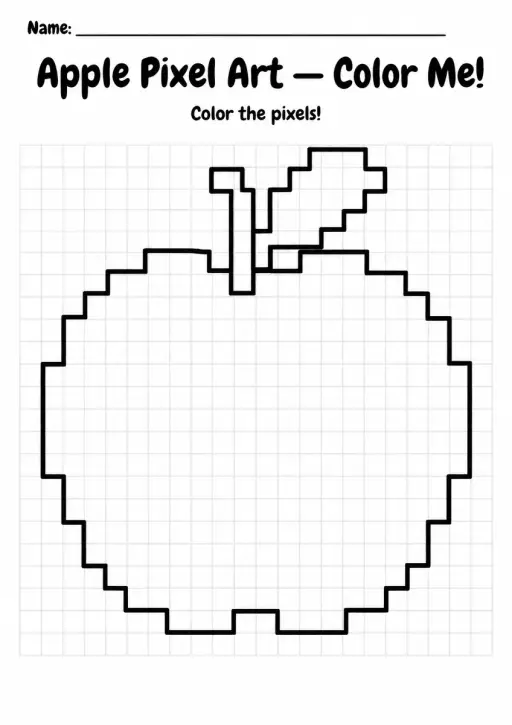Apple Pixel Art Coloring Page