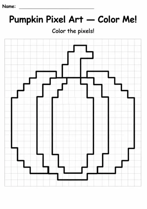Pumpkin Pixel Art Coloring Page