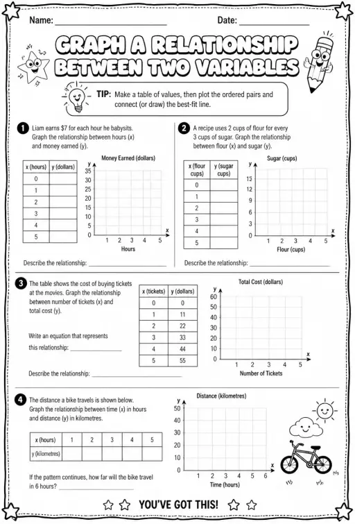 Graph a relationship between two variables