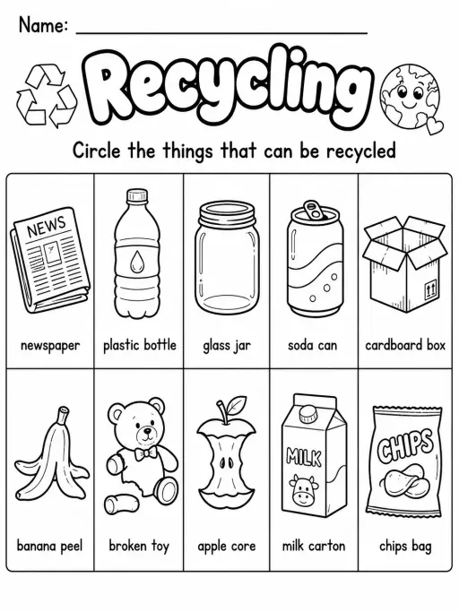 Recycling Worksheet Pack