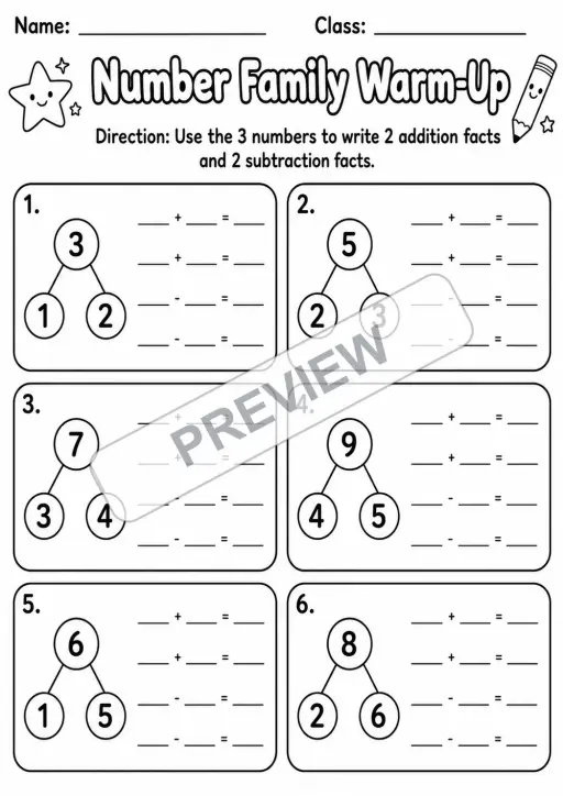 Fact Families Mega Worksheet Pack | 9 Activities | Grades 1-3