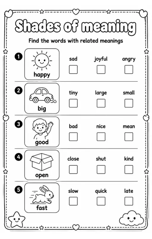 Find the words with related meanings