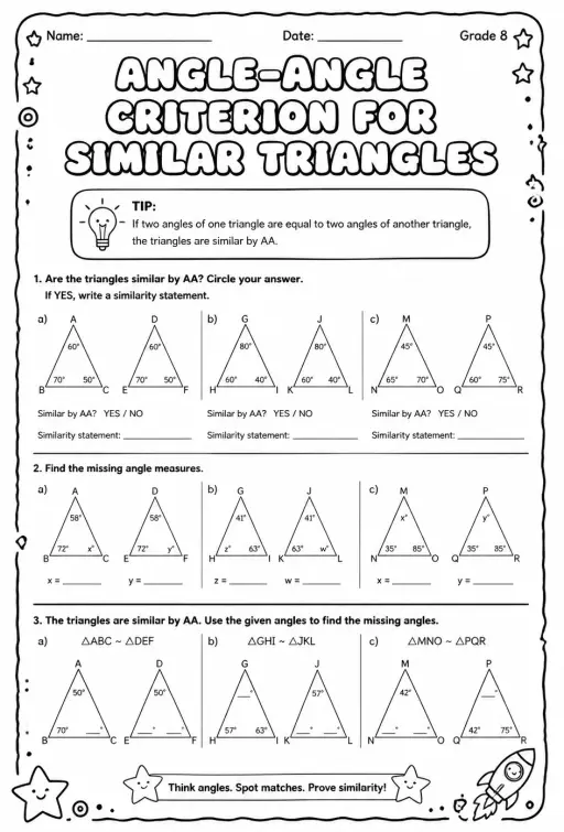 Angle-angle criterion for similar triangles