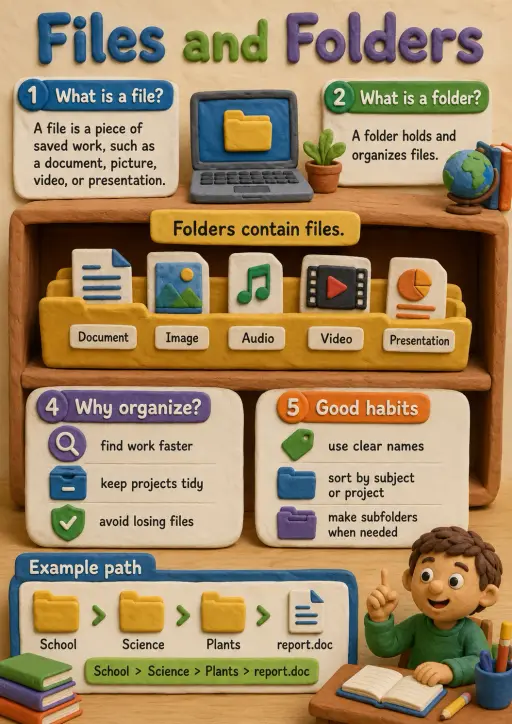 Files and Folders Computer Basics Infographic