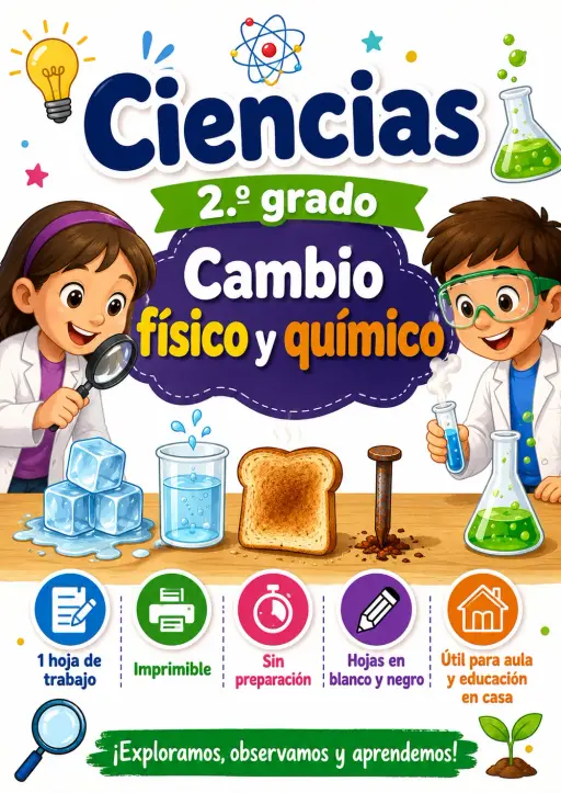 2.º grado - Cambio físico y químico - Paquete de ciencias en español