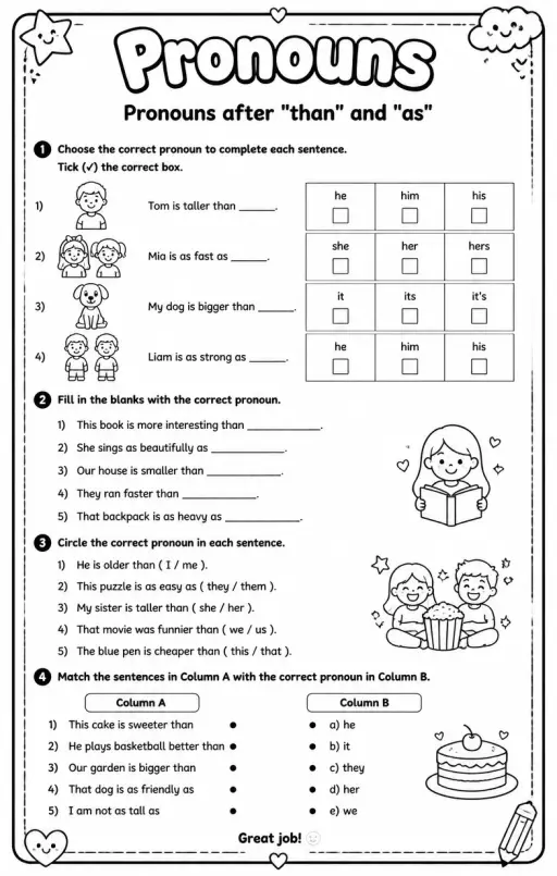 Pronouns after "than" and "as"