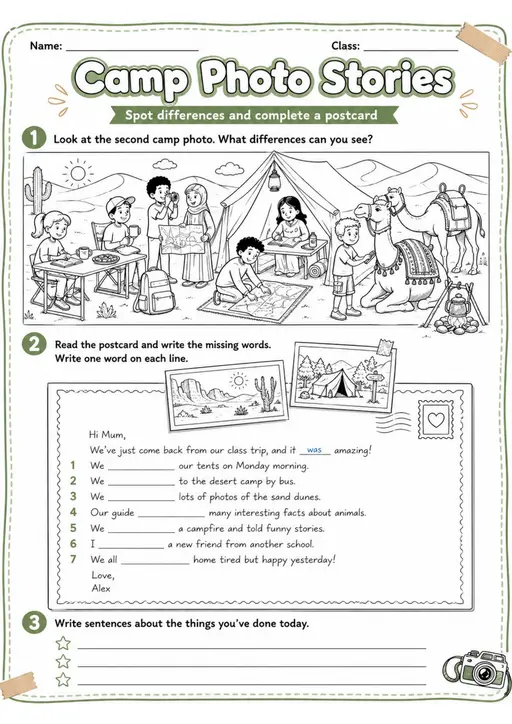 Cambridge Flyers - Camp Photo Stories | Free Worksheet