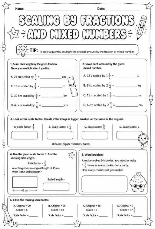 Scaling by fractions and mixed numbers