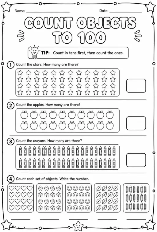 Count objects to 100
