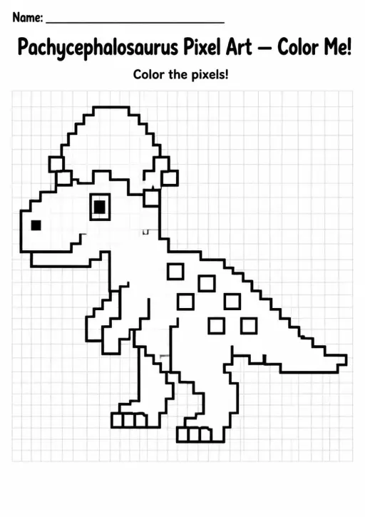 Pachycephalosaurus Pixel Art Coloring Page