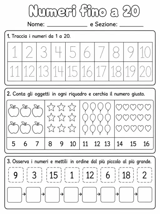 Numeri fino a 20 - Scuola dell'infanzia