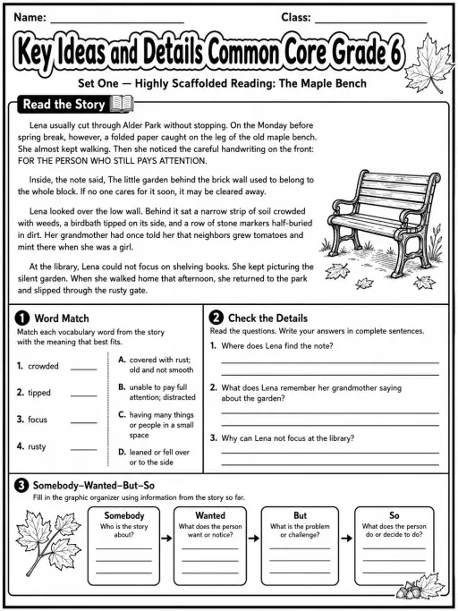 Key Ideas and Details Common Core Grade 6