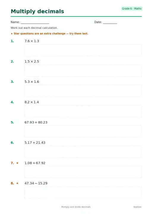 Multiply decimals