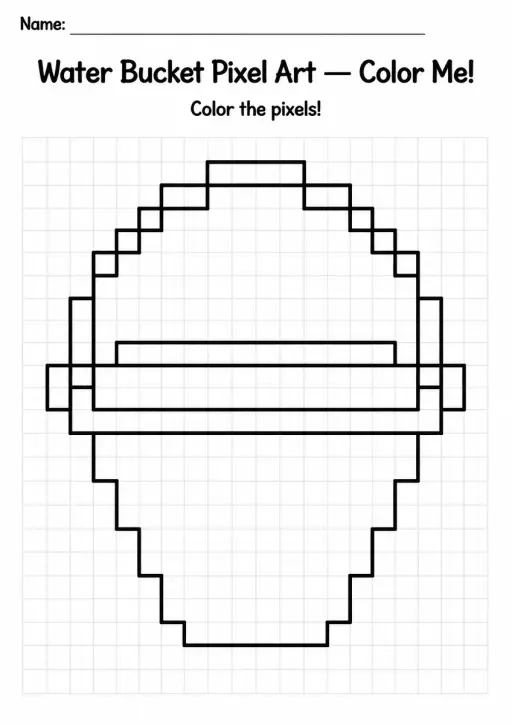 Water Bucket Pixel Art Coloring Page