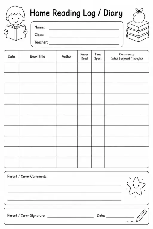 Home Reading Log / Diary