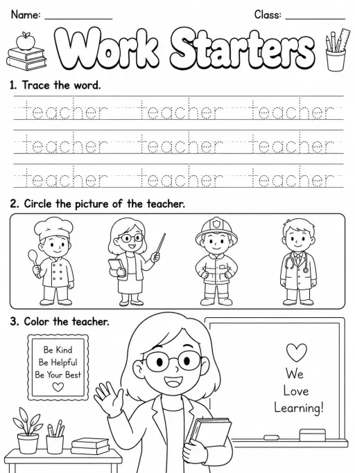 Work Starters Vocabulary Worksheet Pack