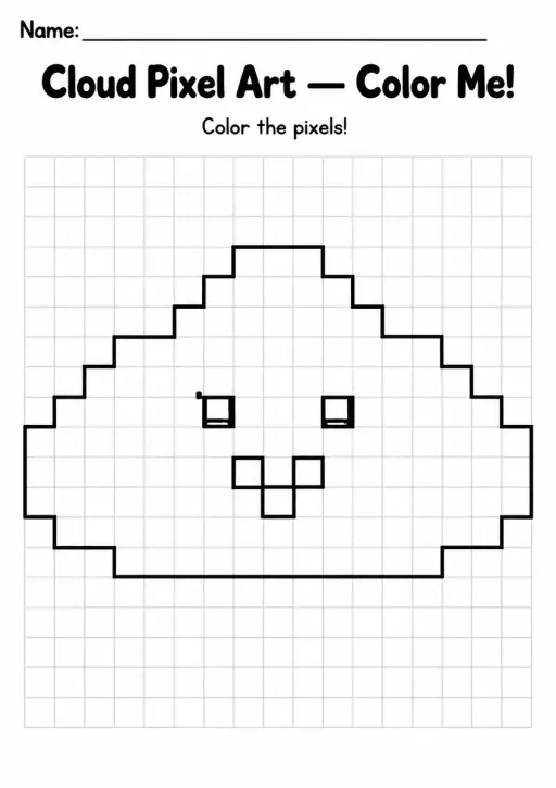 Cloud Pixel Art Coloring Page