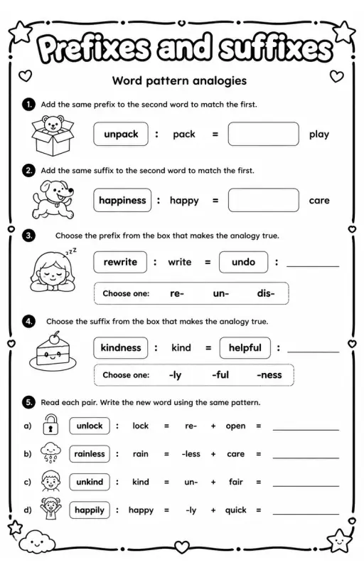 Word pattern analogies