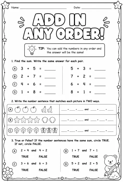 Add in any order