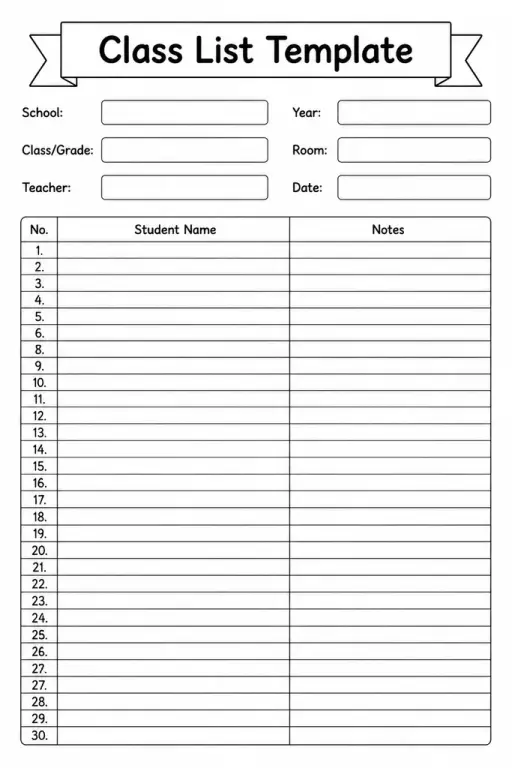 Class List Template