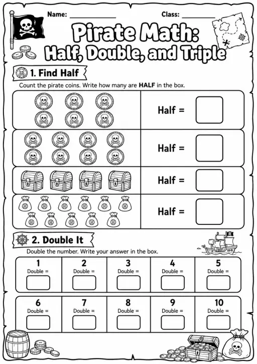 Pirate Math: Position and Direction Worksheet Pack