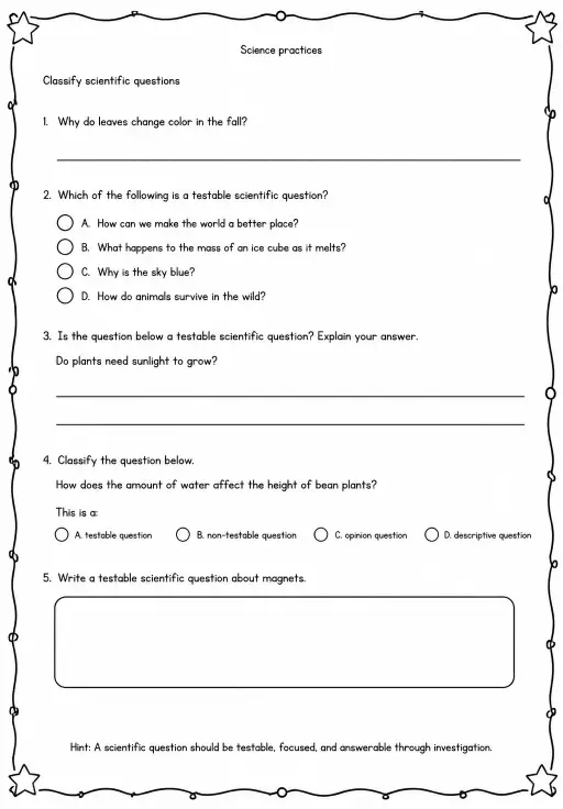 Classify scientific questions