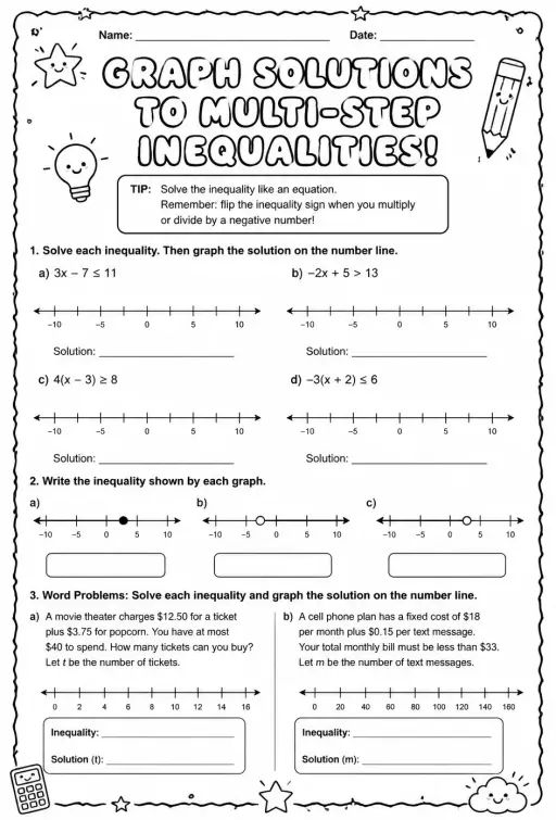 Graph solutions to multi-step inequalities