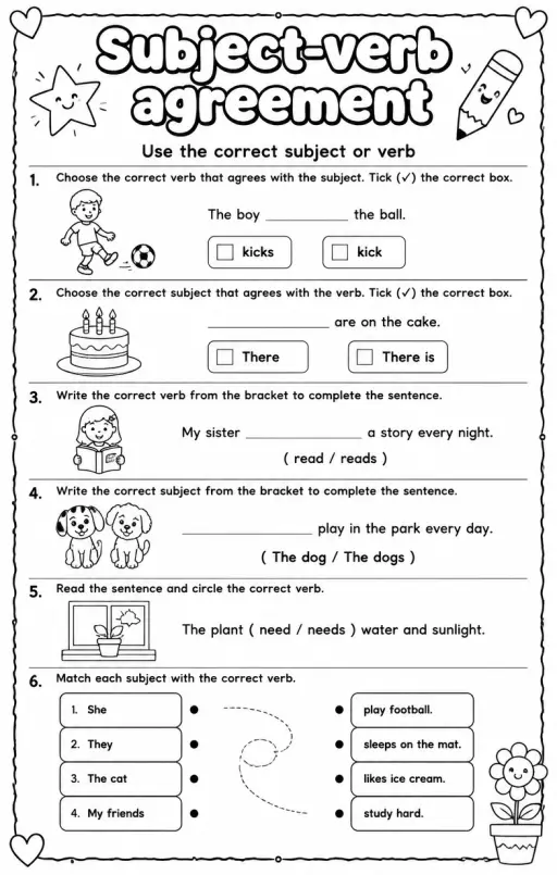 Use the correct subject or verb