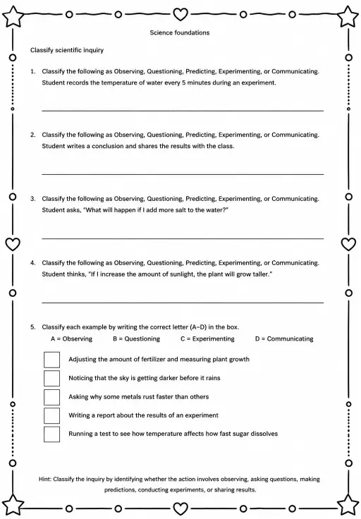 Classify scientific inquiry