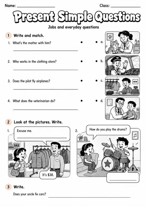 Present Simple Questions | Grade 2 Grammar Worksheet