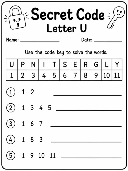 Kindergarten Secret Code Alphabet Worksheet Pack - Set 2