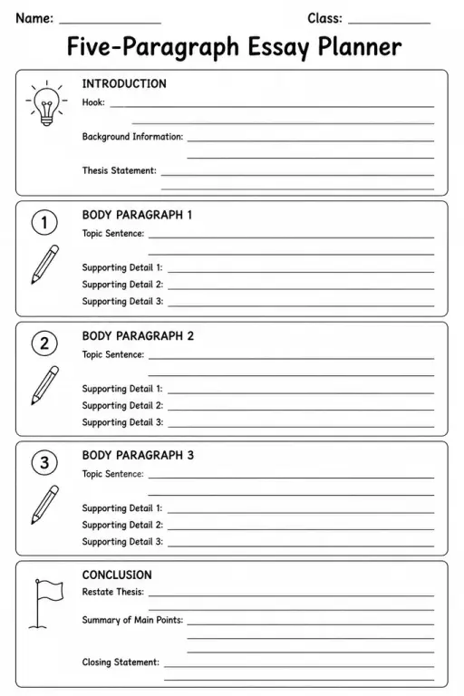 Five-Paragraph Essay Planner