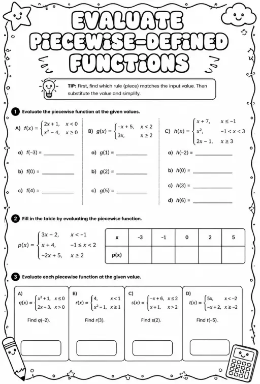 Evaluate piecewise-defined functions